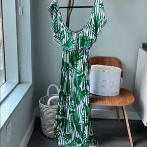 Tropical off the shoulder maxi dress